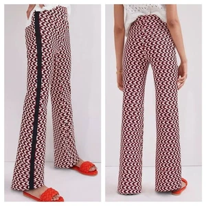 Anthropologie Maeve Pull-On Bootcut Hose geometrisches Muster schwarz Seitenstreifen - Bild 1 von 11