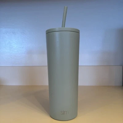 Vaso aislante moderno simple con tapa y pajita, colección clásica, 24 oz Foto 1 de 3