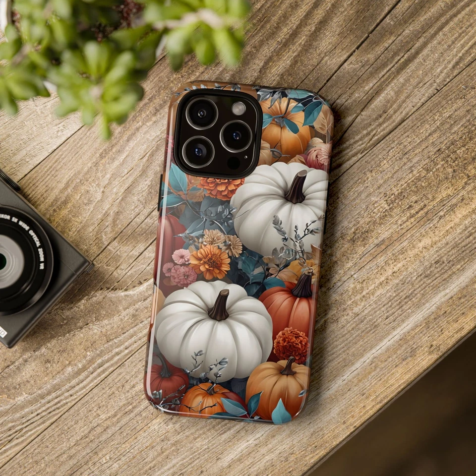Autumn Floral Phone Case, Tough Cases, Fall Decor, Pumpkin Aesthetic,  - Image 1 of 1