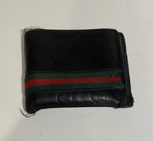 Authentische Gucci Signature Web-Geldbörse aus Leder mit Doppelfaltung schwarz mit Box - Bild 1 von 7