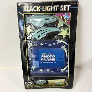 Vintage Y2k Schwarzlicht Set Glow In The Dark Planeten Sterne Bilderrahmen 2001 - Bild 1 von 8