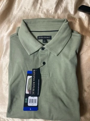 Genuine size LARGE Banana Republic LONG-SLEEVE Luxe-Touch Cotton Polo Shirts - Image 1 of 4