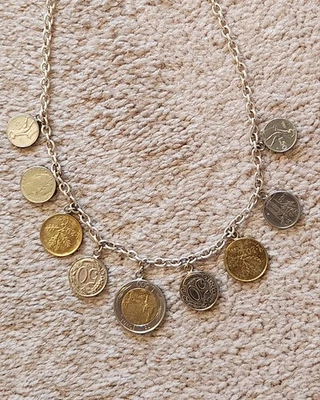 Collar de cadena vintage con dije de moneda de lira italiana de plata de ley 925 Milor 20"  Foto 1 de 4