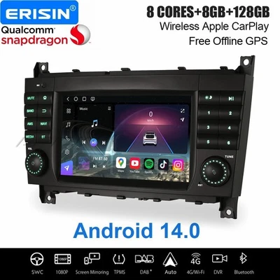 8+128GB CarPlay Android 14 Autoradio Navi Mercedes Benz C/G/CLC Klasse W463 W203 - Bild 1 von 4