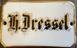 Altes Türschild Namensschild Porzellanschild „H. Dressel“ - Bild 1 von 1