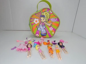 Polly Pocket Modepuppen Konvolut ~ Metallic Haare - 5 Puppen + Kleidung & Tasche - Bild 1 von 14