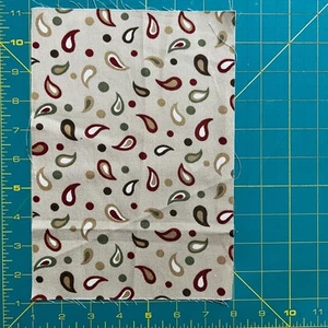 Upholstery Home Decor Fabric Paisley Shapes Green Red Beige 6.75” x 9.75" - Picture 1 of 1