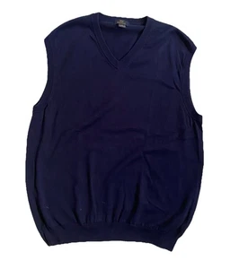 Brooks Brothers 346 Mens Sweater Vest Size XL Navy V-Neck Supima Cotton Stretch - Picture 1 of 5