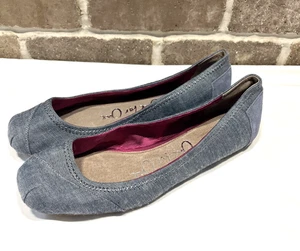 TOMS One for One Denim Ballet Flats Suede Back Comfort Size 9.5 NEW NWOB - Picture 1 of 5