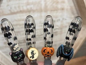 Vintage Halloween Spreaders, snow globe type handle set 4. Stainless- Rare - Picture 1 of 18