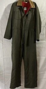 Vtg BIG SMITH INSULATED Green Work Coveralls Corduroy Collar Large USA Made - Picture 1 of 9