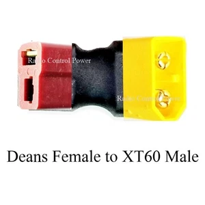RCP Adapters (1) DEANS FEMALE TO XT60 MALE BATTERY NO WIRE ADAPTER - Picture 1 of 14