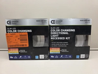 (2) NIOB Commercial Electric 4" Slim LED Directional Light Recessed Kit, 5CCT - Image 1 of 4
