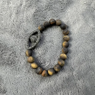 Браслет сглаз Marlyn Schiff женский деревянные бусины эластичный кристалл паве богемное украшение - Изображение 1 из 4