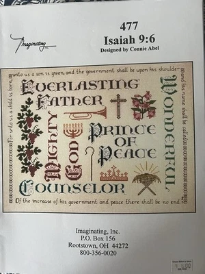 Imaginating Isaiah 9:6 Counted Cross Stitch Chart by Connie Abel 477 1996 - Image 1 of 3