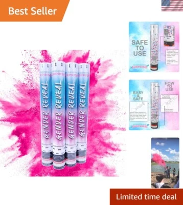 Impresionante paquete de 4 cañones de polvo rosa para celebraciones de revelación de género - no tóxicos Foto 1 de 4