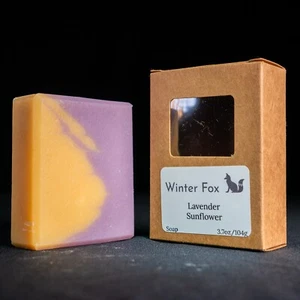 Sapone bar fatto a mano LAVANDA GIRASOLE processo a freddo profumato naturale inverno volpe - Foto 1 di 5