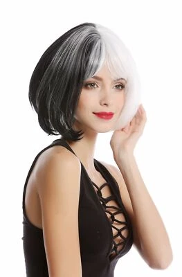 WIG ME UP Perücke Damenperücke Qualität Cosplay kurz Bob Longbob halb schwarz halb weiß