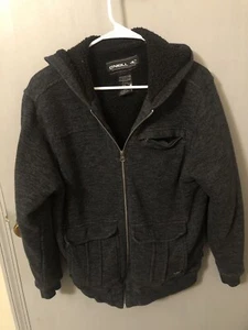 VINTAGE Oneill Men Jacket medium Sherpa Lined Hoodie Grunge Skater  Gray/black - Picture 1 of 4
