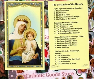 20 Mysteries of the Holy Rosary - Paperstock Holy Card - Picture 1 of 3