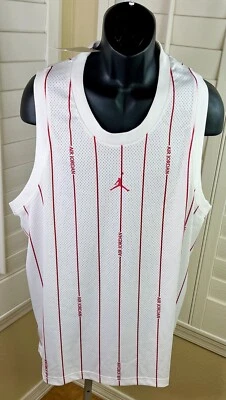 Camiseta deportiva de baloncesto Air Jordan blanca/roja a rayas DM1380-100, XL - NUEVA CON ETIQUETAS $65 Foto 1 de 4