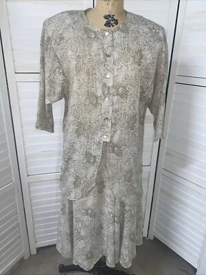 Conjunto de Vestido Falda Blusa Floral Vintage Años 80 Miss Oops California 2 Piezas EE. UU. Med Foto 1 de 4