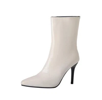 Women's Platform Snakeskin Mid-calf Boots 9cm High Heel Shoes Pull On Fashion 48 - Image 1 of 4