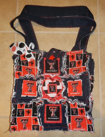 Texas Tech University TTU Red Raiders Quilted Squares Large Purse Shoulder Bag Cover