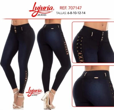 JEANS LUJURIA COLOMBIANOS COLOMBIANOS PUSH UP LEVANTA COLA AZUL SEXY TALLA 3 - Imagen 1 de 3