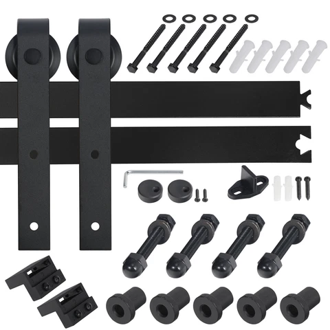 Sliding Barn Door Hardware Kit 6.6 FT Wood Hang Style Track Rail Separate Space Cover