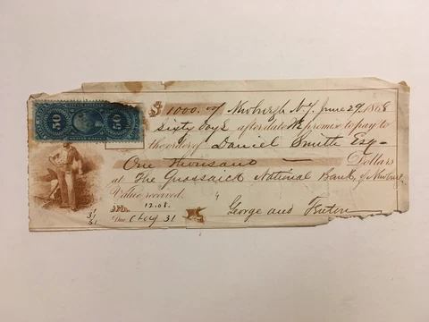 DANIEL SMITH ESQ  NEWBURGH NY   1868 REVENUE STAMP CHECK RECEIPT DRAFT Cover
