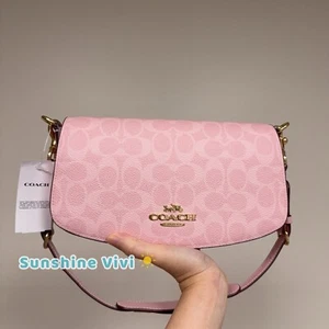 NWT Limited Coach Andrea Shoulder Bag In Signature Canvas CV973 In Powder Pink - Picture 1 of 13
