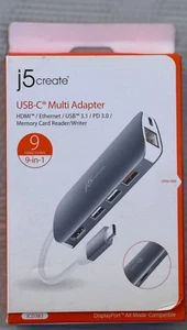 Adaptador j5create USB-C a HDMI/RJ-45/USB macho a hembra multicolor (JCD383) - Imagen 1 de 2
