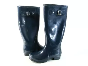 POLAR WOMEN'S ORIGINAL TALL GLOSS WINTER WATERPROOF WELLIE RAIN BOOT,NAVY,US 7 - Picture 1 of 7
