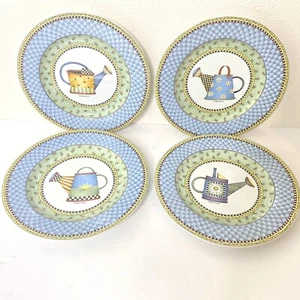4 Vintage Debbie Mumm Teller Gießkannen Salat Dessert Mittagessen Sakura 1999 - Bild 1 von 9