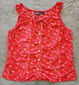 Route 66 ~ Women's Sleeveless Blouse ~ Size 1X ~ Red ~ Floral - Picture 1 of 9