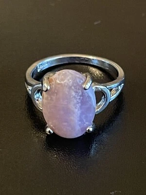 Exquisite Purple Amethyst S925 Silver Plated Women Ring Size 7.5 - Image 1 of 4