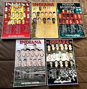 SET 5 POSTER BB UOMO INDIANA HOOSIERS - TUTTI E 5 NAT CHAMPS 40, 53, 76, 81, 87 - Foto 1 di 2