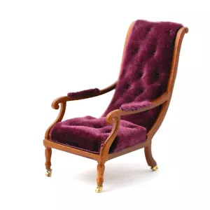Dolls House Emporium Burgundy William IV Library Chair - Picture 1 of 1