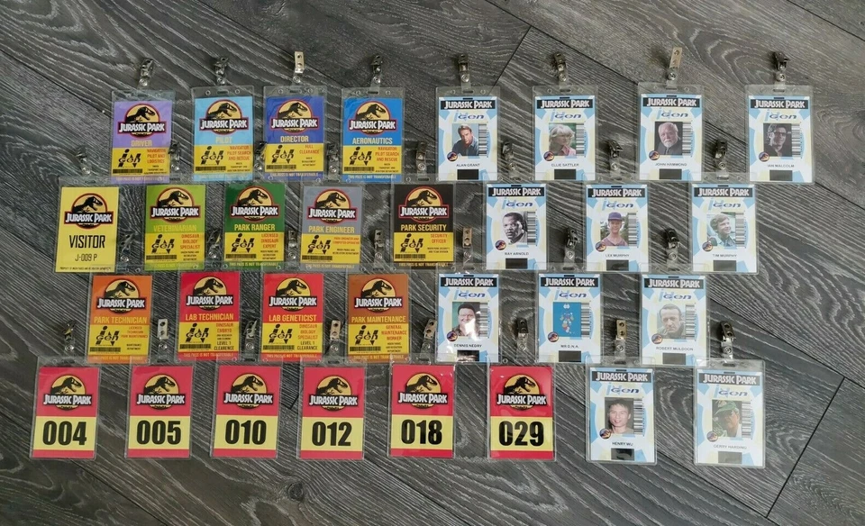 Jurassic Park - Clip-on InGen ID Photo Pass Badge Set Prop Collection Cosplay