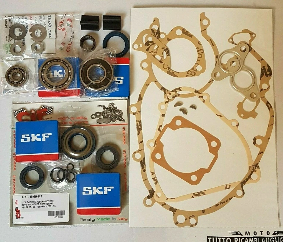Kit cuscinetti paraoli guarnizioni revisione motore completo Vespa PK 50 125 S - Immagine 1 di 3