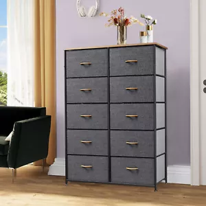 TAUS Storage 10 Drawers Dresser Fabric Bedside Organizer Tower Chest Room - Picture 1 of 5