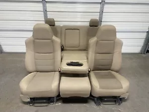 1999-2010 FORD F250 F350 F450 SUPER DUTY TAN CLOTH FRONT & REAR SEATS - Picture 1 of 11