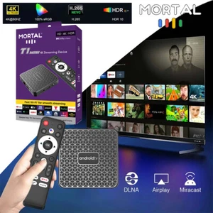 Mortal Smart TV Box T1 Mini Android 14 Media Player Quad Core Dual WIFI 6 4K HD - Picture 1 of 16