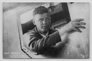 Capt Charles Lindbergh in Cockpit of Spirit of St Louis Airplane VTG Postcard - Picture 1 of 2