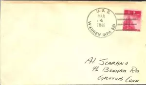 WARREN (APA-53) 4 March 1946 Locy Type 2(n) Postmark - Picture 1 of 1