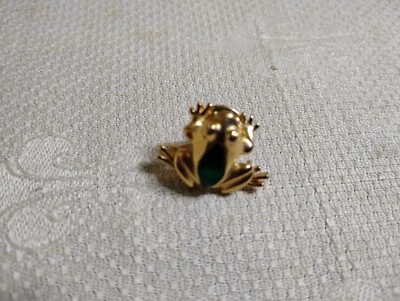 Broche vintage Avon pequeno verde esmaltado tom dourado metal sapo broche tac - Imagem 1 de 2