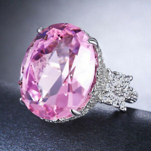 Women Fashion Pink Zircon Engagement Ring Cocktail Party Jewelry Gift Size 6-10