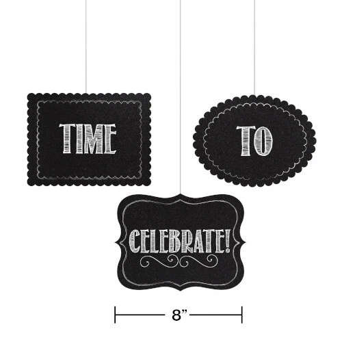 Hanging cutouts Blank Signs Black Hanging Decoration Party Supply Chalkboard 3ct - Image 1 of 1