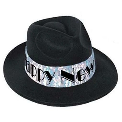 BEISTLE Happy New Year Swingin Silver Fedora Velour w/Prismatic Band Full Head Size